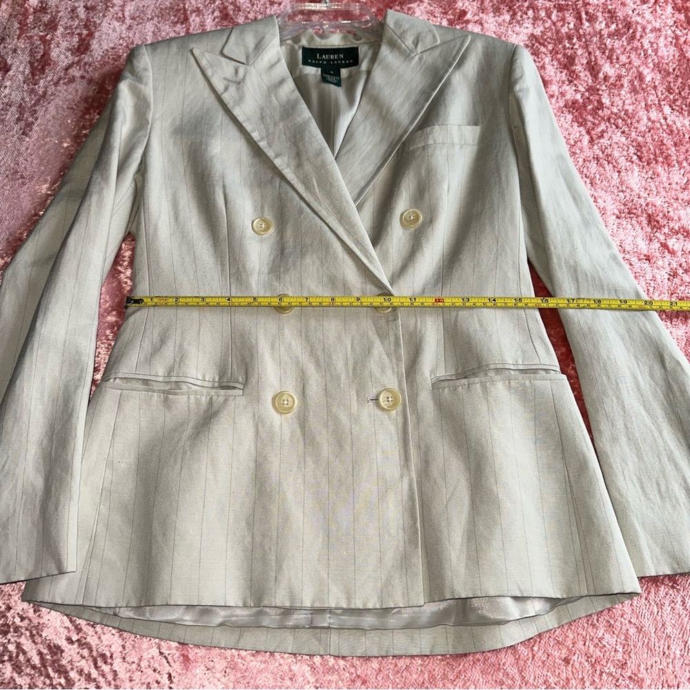 Lauren Ralph Lauren green label Double-Breasted Cream Blazer size 4 - Picture 4 of 15